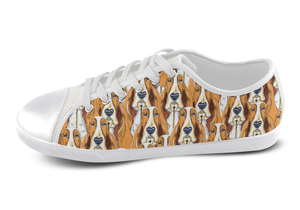 Basset Hound Shoes Women's Low Top / 5 / White, Shoes - spreadlife, SpreadShoes
 - 3