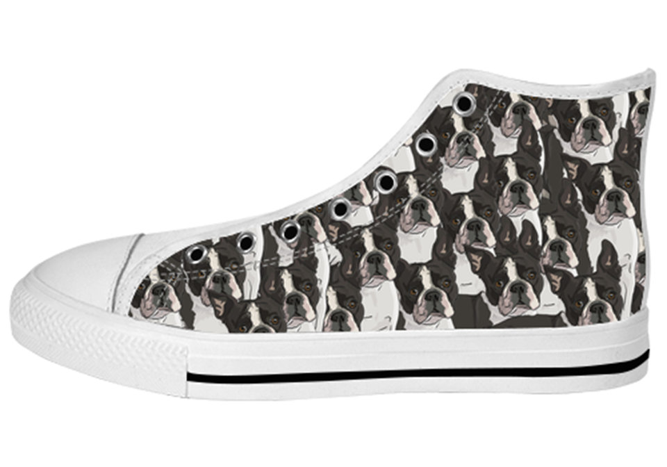 Boston Terrier Shoes Women's High Top / 6 / White, Shoes - spreadlife, SpreadShoes
 - 1