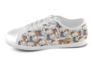 English Bulldog Shoes Women's Low Top / 5 / White, Shoes - spreadlife, SpreadShoes
 - 3