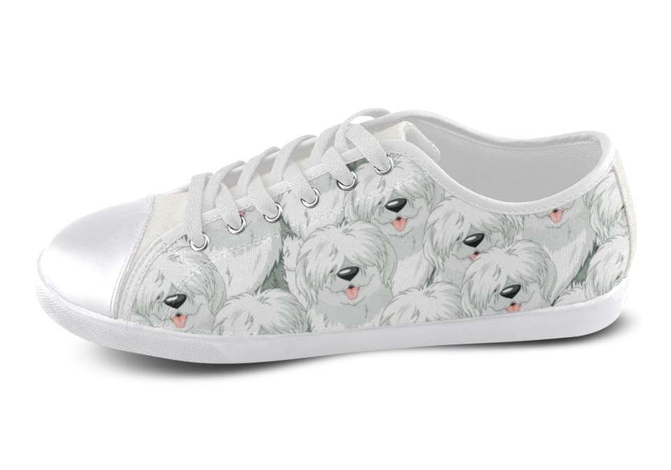 Old English Sheepdog Shoes Women's Low Top / 5 / White, Shoes - spreadlife, SpreadShoes
 - 3