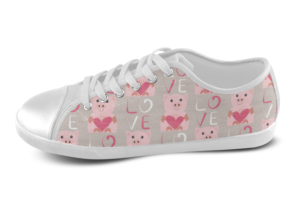 Love Thy Pig Shoes Women's Low Top / 5 / White, Shoes - spreadlife, SpreadShoes
 - 3